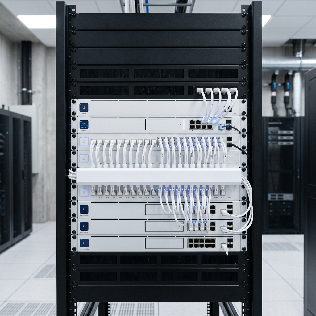 UniFi Server Rack met switch en Dream Machine